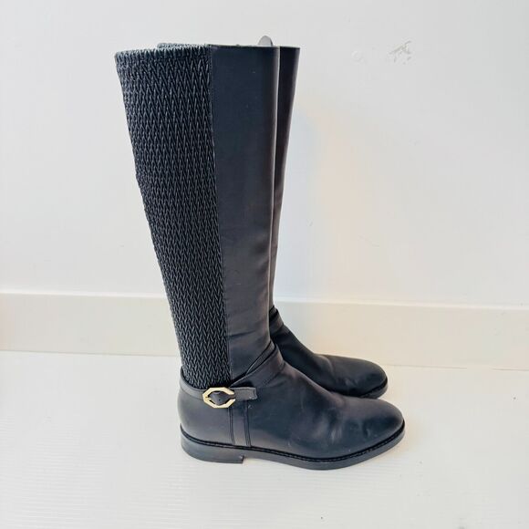 Cole Haan Shoes - Cole Haan Boots Womens 7.5 Black Leather Knee High Quilted Stretch Riding Shoes